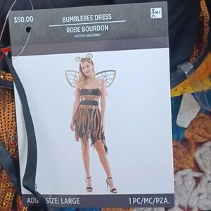 Bumblebee dress costume NWT size Large, wings not included